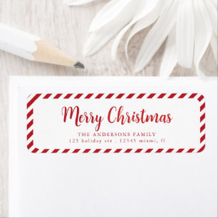 Etiqueta Rayas de navidad de moras blancas rojas