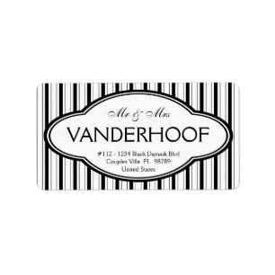 Etiqueta Rayas de Sr. y de señora Surname Bold Black Mod