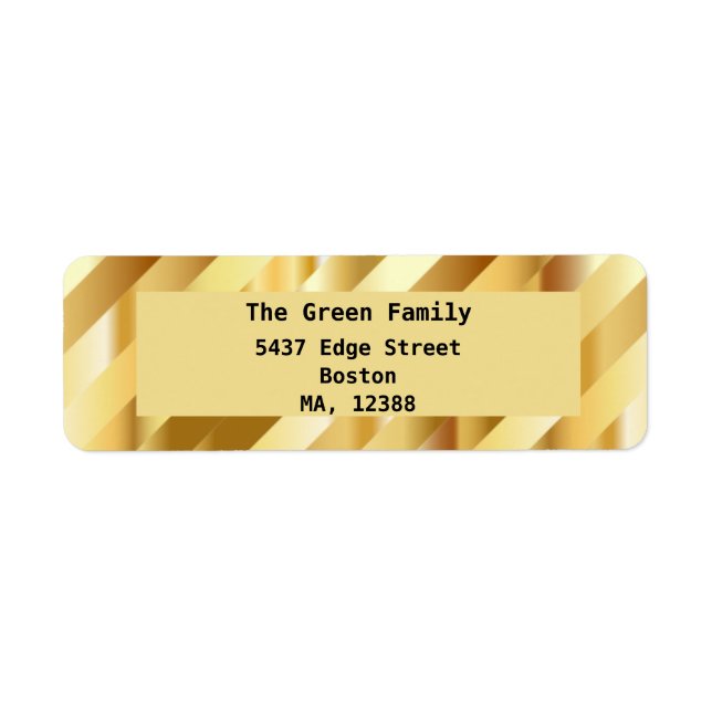 Etiqueta Rayas diagonales de gradiente dorado (Frente)