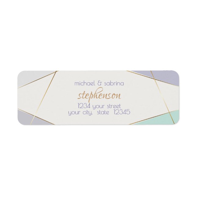 Etiqueta Rayas geométricas modernas contemporáneas violeta  (Frente)