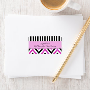Etiqueta Rayas, líneas, zigzag, chevron, negro, rosado