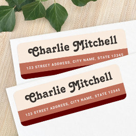 Etiqueta Rayas retro terracota color marrón dirección de re