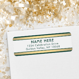 Etiqueta Rayas simples Dirección de retorno de oro verde y 