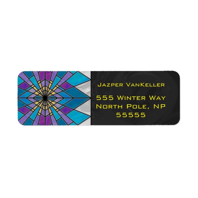 Etiqueta Rayo de cristal de Stain azul y púrpura (Frente)