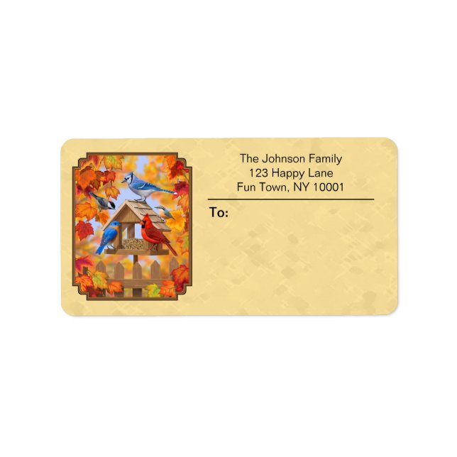 Etiqueta Recolección de alimentador de aves Otoño Amarillo (Frente)