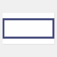 Etiqueta rectangular en blanco de borde azul marin