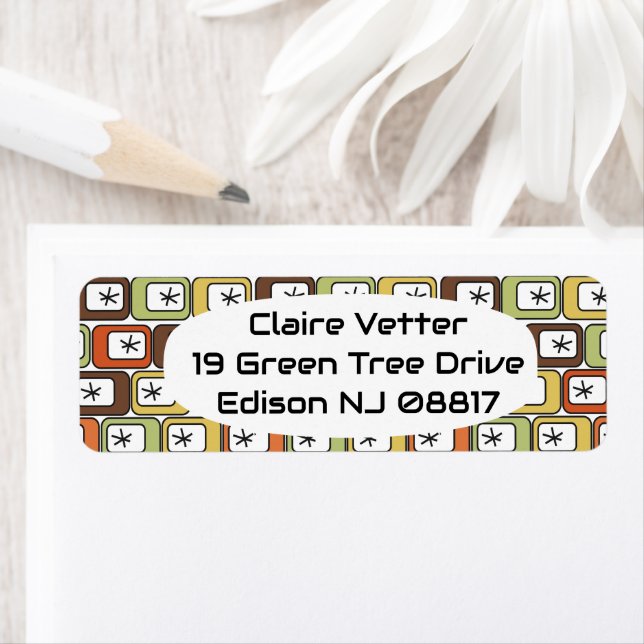 Etiqueta Rectángulos retro con estallidos estelares (In situ)