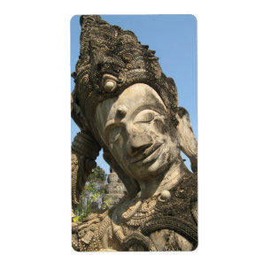 Etiqueta Rectificando Buda... Nong Khai, Isan, Tailandia