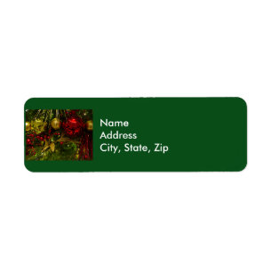 Etiqueta Red and Gold Christmas Ornaments Xmas Tree Label