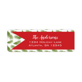 Etiqueta Red and Green Fern Christmas Holiday