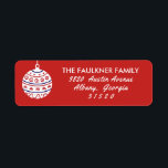 Etiqueta Red and White Christmas Bauble Return Address<br><div class="desc">Red and White Christmas Bauble Return Address Label</div>