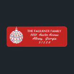 Etiqueta Red and White Christmas Bauble Return Address<br><div class="desc">Red and White Christmas Bauble Return Address Label</div>