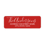 Etiqueta Red and White Modern Calligraphy Family Name<br><div class="desc">Red and White Modern Calligraphy Family Name Return Address Label featuring family name in modern calligraphy font and address in modern sans serif font style.

Perfect for holiday season and any special occasions.</div>