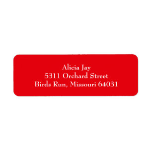 Etiqueta Red and White Plain Return Address Labels