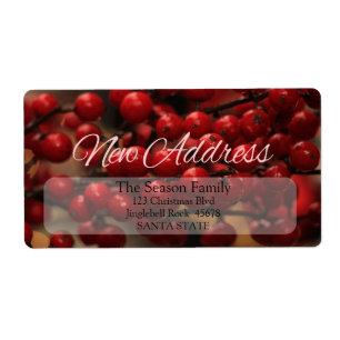 Etiqueta Red berries New address Christmas label
