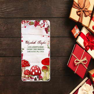 Etiqueta Red Berry Garden Toadstool Magic Mushroom Fiesta