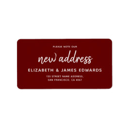 Etiqueta Red Borgoña Por Favor Nota Nuestra Nueva Dirección