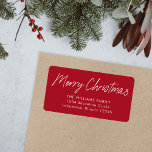 Etiqueta Red Calligraphy Merry Christmas Return Address<br><div class="desc">La etiqueta Red Calligraphy Merry Christmas Return Address incluye una caligrafía moderna.</div>