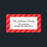 Etiqueta Red Candy Stripes Christmas/Holiday Return Address<br><div class="desc">Your Christmas cards, gifts, and baked goods will be extra special with these custom Holiday / Christmas Return Address labels featuring a red candy cane pattern background. Add your custom wording to this design by using the "Edit this design template" boxes on the right hand side of the item, or...</div>