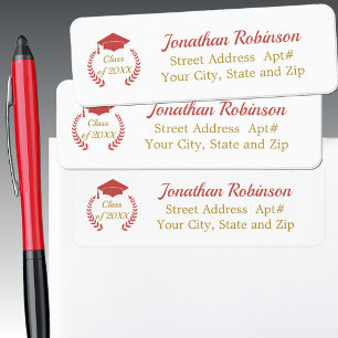 Etiqueta Red Cap y Laurel Graduación