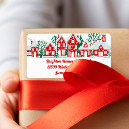 Etiqueta Red Christmas Houses Realtor Return Address