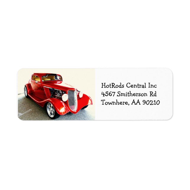 Etiqueta Red Classic Car Hot Rod (Frente)