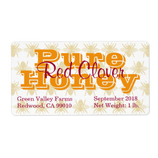 Etiqueta Red Clover Honey Jar