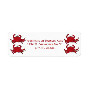 Etiqueta Red cocinados Hardshell Crabs Custom Name or