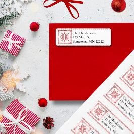 Etiqueta Red Cross-Stitch Snowflake