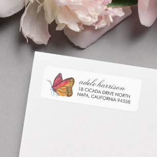 Etiqueta Red de mariposa acuarela