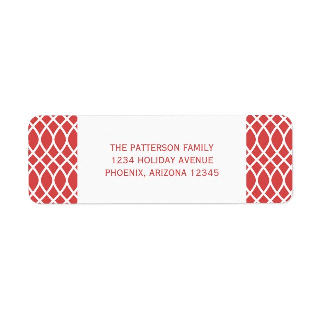 Etiqueta Red Elegant Lattice Holiday Address Labels (Frente)