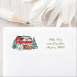 Etiqueta Red Farm Barnyard and Tractor Label<br><div class="desc">Put a pretty return address label on your mail this Christmas season with choices of various warm and cozy designs.</div>