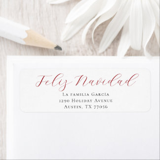 Etiqueta Red Feliz Navidad Mail Return Address Label