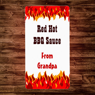 Etiqueta Red Flames Custom Hot Sauce Canning Labels