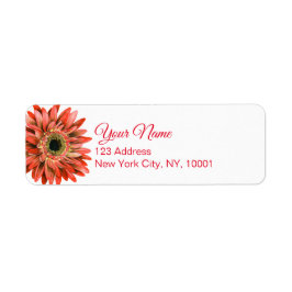 Etiqueta Red Gerber Daisy Watercolor Calligraphy Return