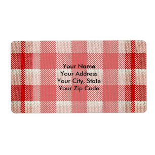 Etiqueta Red Gingham Checkered Pattern Burlap Look