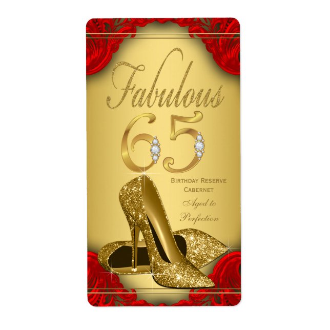 Etiqueta Red Gold Fabulous 65 Wine Bottle Labels (Frente)
