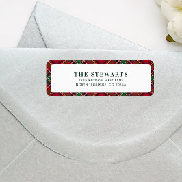 Etiqueta Red Green Plaid Stewart Tartan Return Address