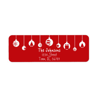 Etiqueta Red Hanging Ornament Return Address Label