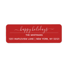 Etiqueta Red Happy Holidays Return Address