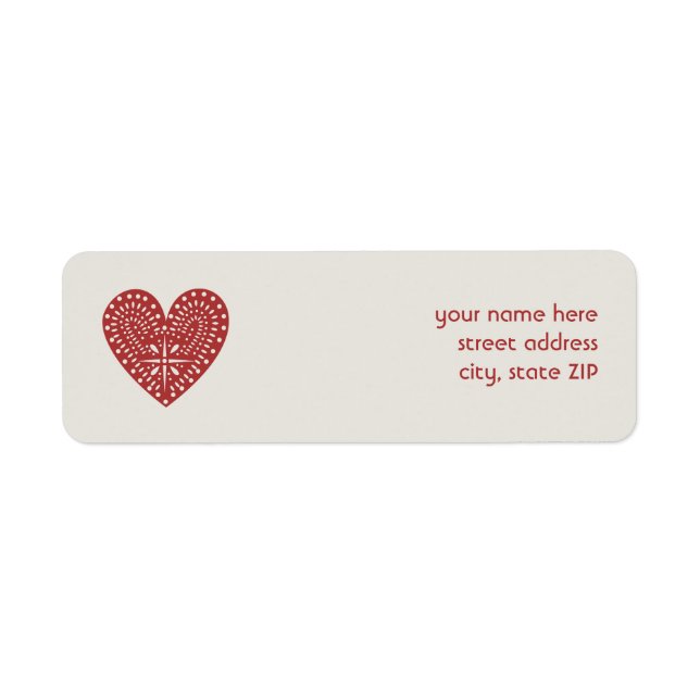 Etiqueta Red Heart Cutout Valentine's Address Label (Frente)