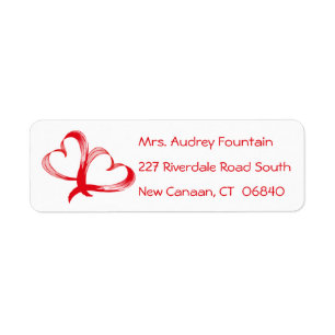Etiqueta Red Hearts Love Address Boda, Bridal Shower