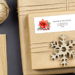 Etiqueta Red Holiday Merry Christmas Return Address<br><div class="desc">Añade un toque festivo a tus sobres con esta elegante etiqueta de dirección de retorno navideño de navidad roja. Con Navidades botánicos modernos de acuarela y vegetación en vivos tonos rojos y verdes, estas impresionantes etiquetas muestran la combinación perfecta de tradición y modernidad, encarnando el sentimiento alegre de las vacaciones....</div>