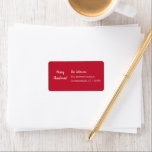Etiqueta Red Merry Christmas Family Name Return Address<br><div class="desc">Keep it simple this holiday season, with this festive red & white return address label. It has the message "Merry Christmas!" in stylish white Typography script. Simply add your family name and return address in the personalize this text box. If you want to you, can also customize the holiday message...</div>