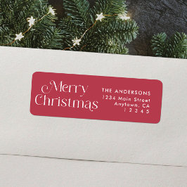 Etiqueta Red Merry Christmas Modern Type