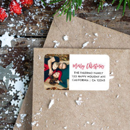 Etiqueta Red Merry Christmas Modern Typography retorne foto