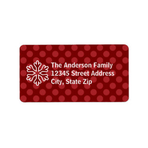Etiqueta Red Mod Dots Snowflake - Address Label