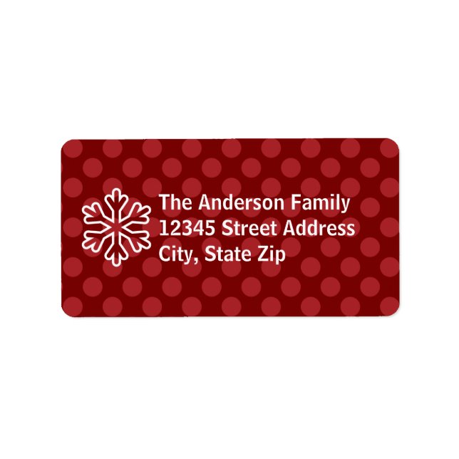 Etiqueta Red Mod Dots Snowflake - Address Label (Frente)
