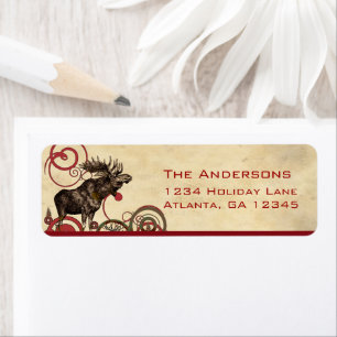 Etiqueta Red Pine Moose Trees Return Address