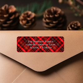 Etiqueta Red Plaid Navidades Tartan Return Address